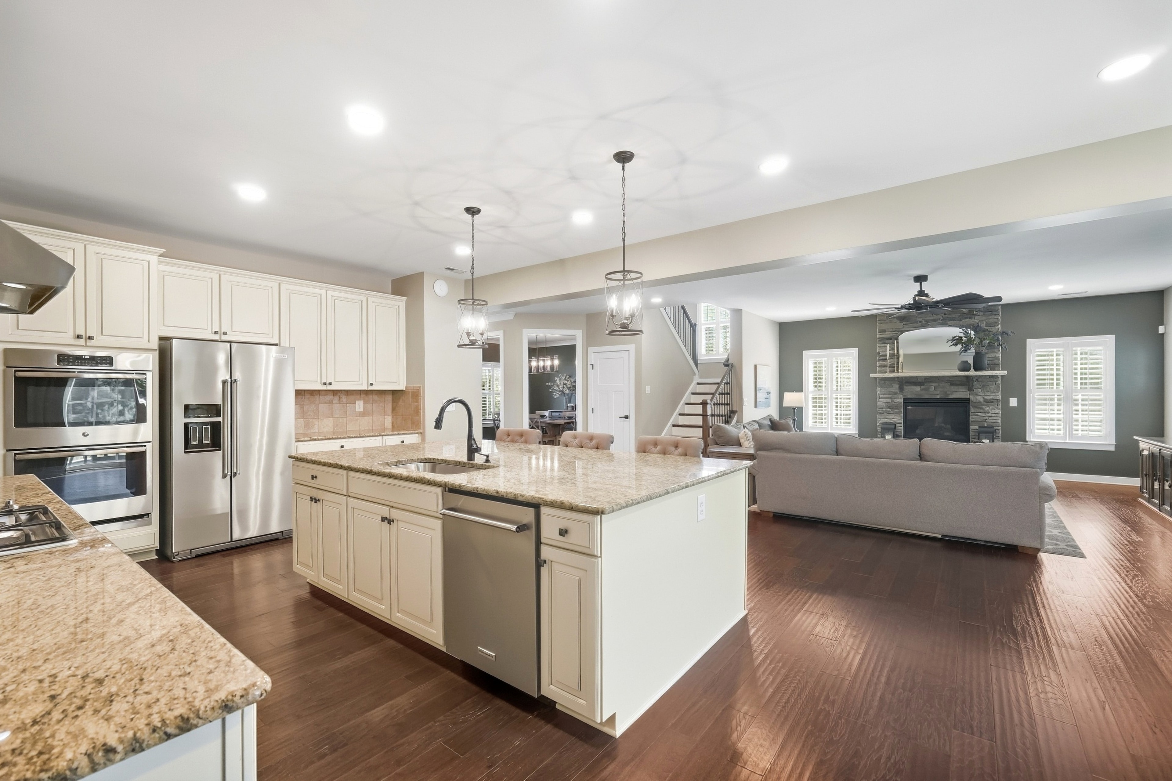 Kitchen open to living room