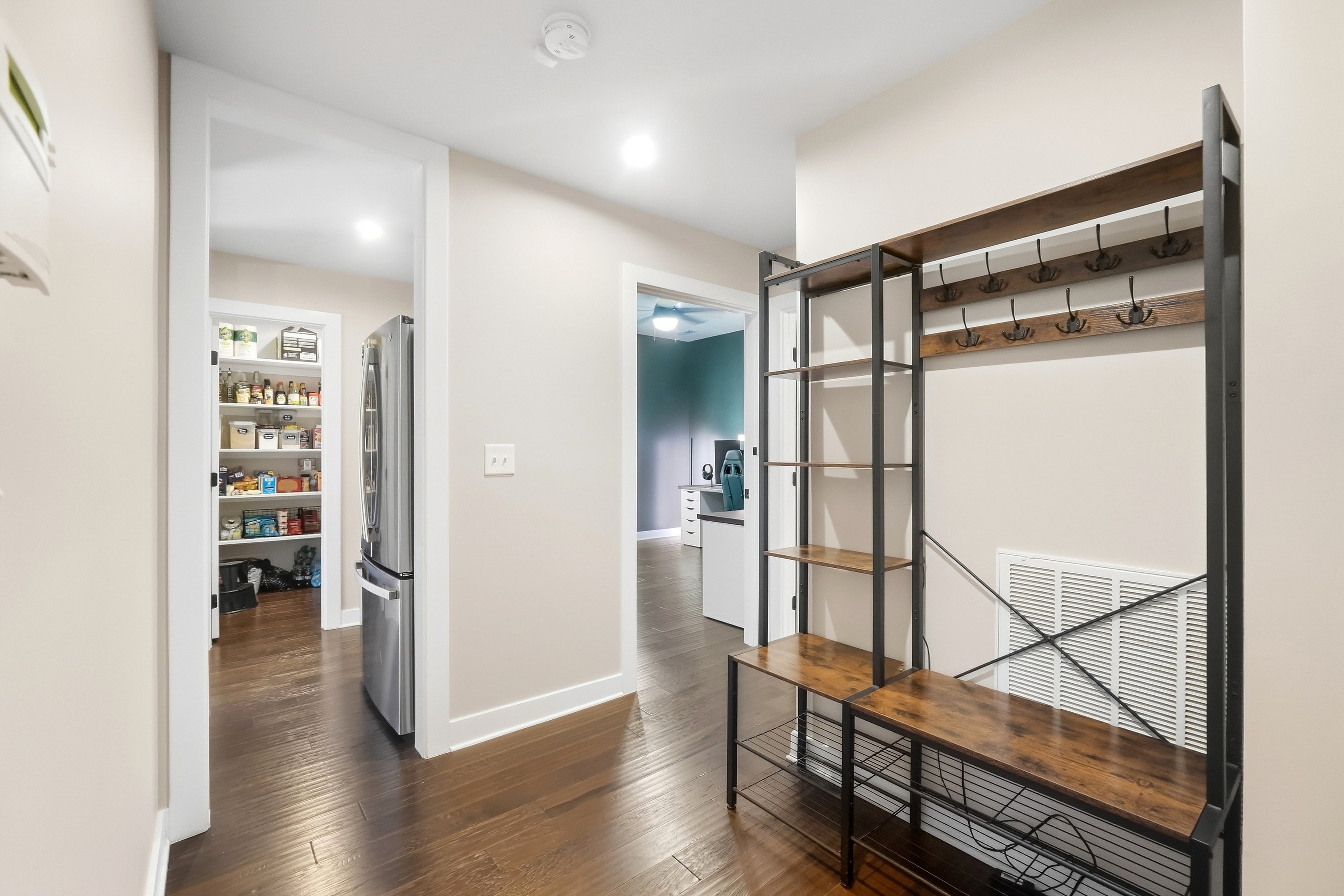 Mudroom hallway with pantry & study views